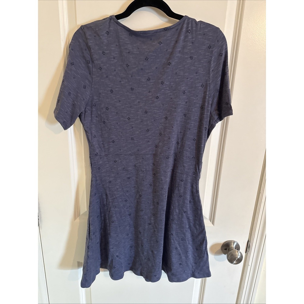 Toad&Co Cue Wrap Short Sleeve Organic Cotton Dress Blue Pattern Medium - Picture 3 of 5